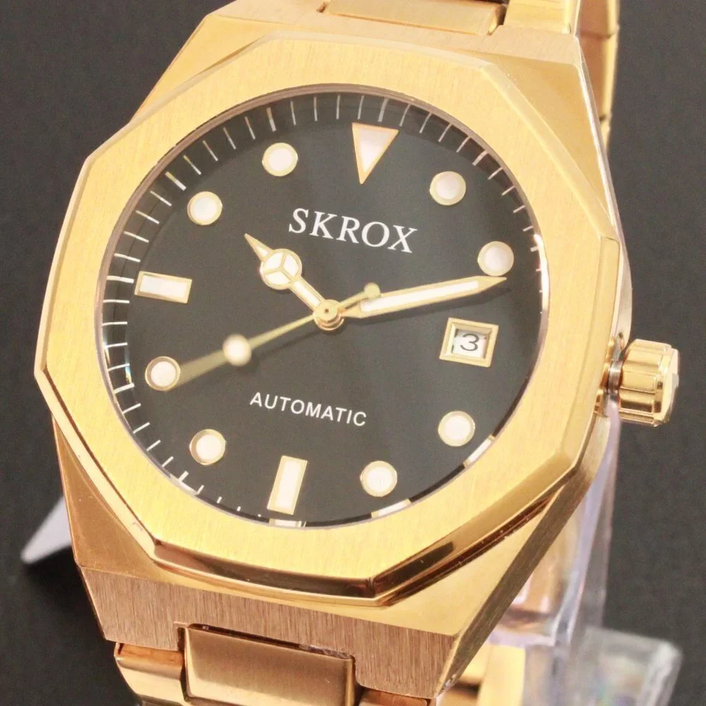 Men's Integrated Bracelet Sports Watch Automatic See Through Case back 41mm